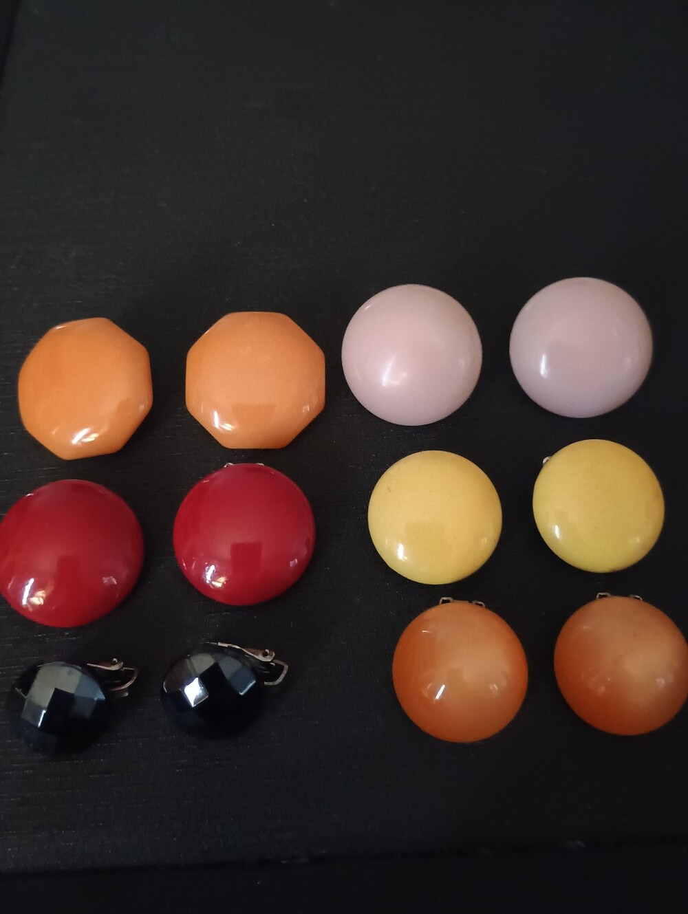 Vintage Earrings Lot in Orange, Pink, Red, Yellow, Black